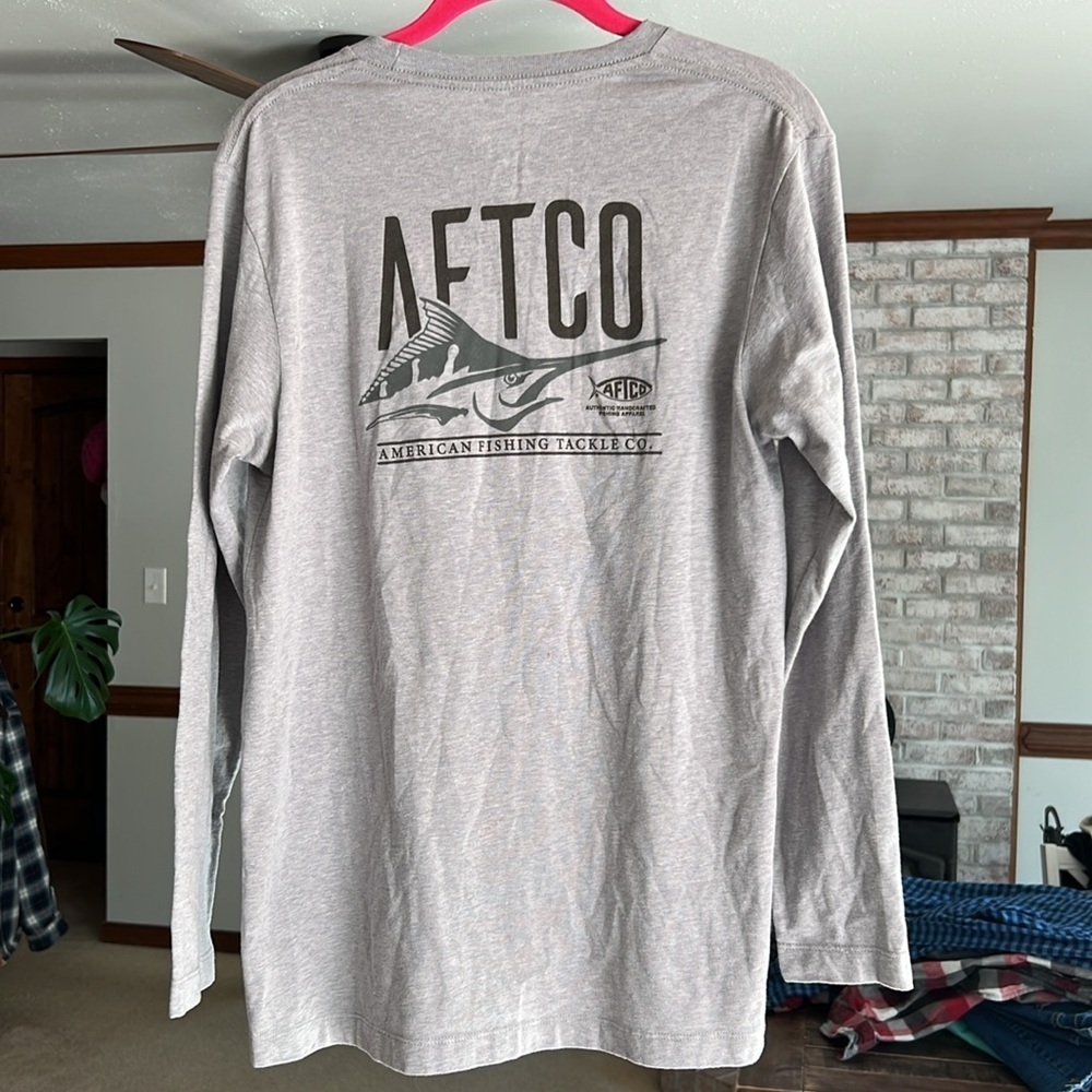 Aftco Long Sleeve Gray lightweight T Shirt Size Medium - Picture 4 of 5